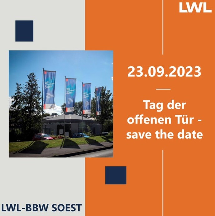 Foto vom Bildungszentrum mit dem Text "23.09.2023: Tag der offenen Tür – save the date"
