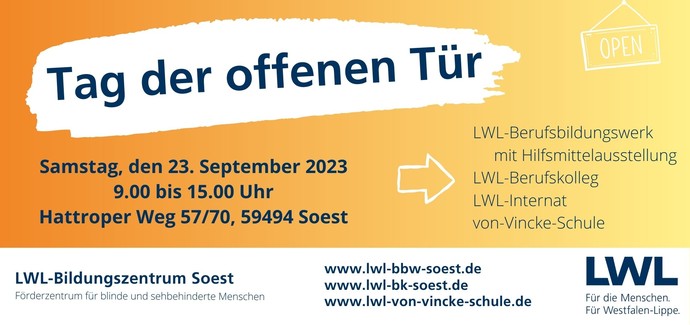 Flyer für den Tag der offenen Tür mit den wichtigsten Informationen